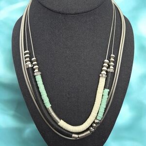 Vera Wang Multi-Layered Necklace in Black, Cream, and Mint